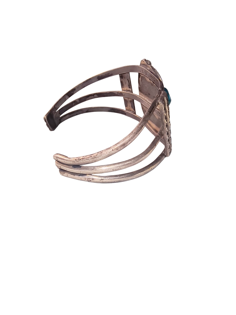 Vintage Southwest Navajo Style Sterling Silver Turquoise Cuff Bracelet - Picture 7 of 10